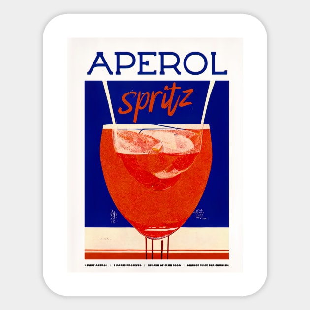 Retro Aperol Spritz Poster 1970s Homebar, Kitchen Bar Prints, Vintage Drinks, Recipe, Wall Art Sticker by BetterManufaktur